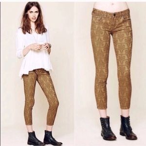 Free People Jaquard Ankle Skinny Jeans 25